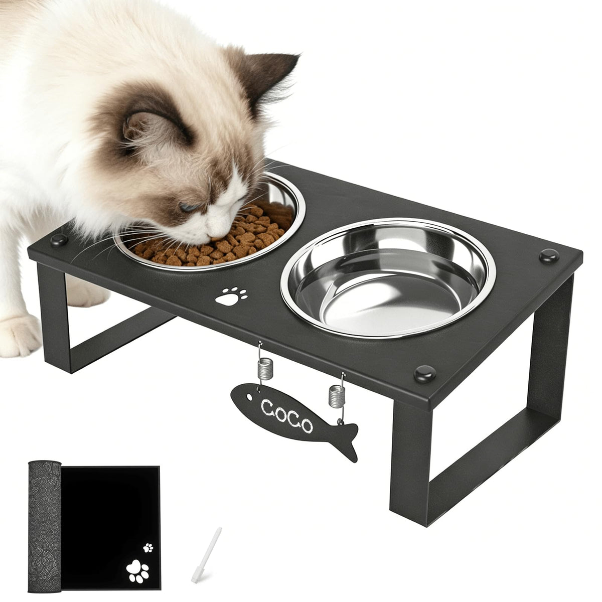 TIDANT elevated bowl stand with 10-degree tilt for comfy meals