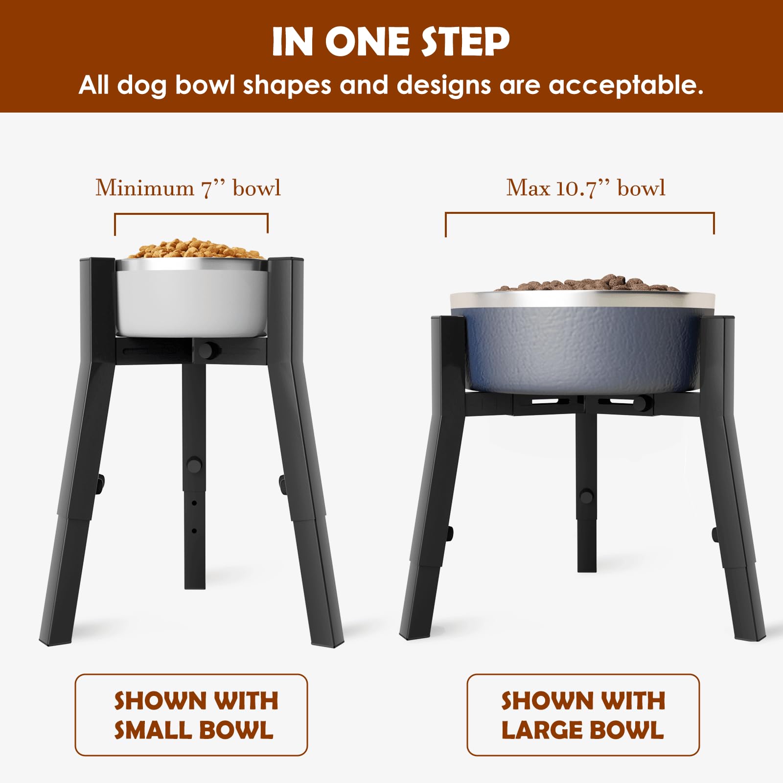 Width-adjustable TIDANT stand securely holds bowls