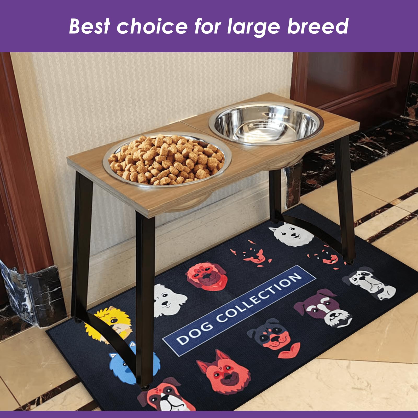 Tidant raised dog feeder stand remains stable during feeding