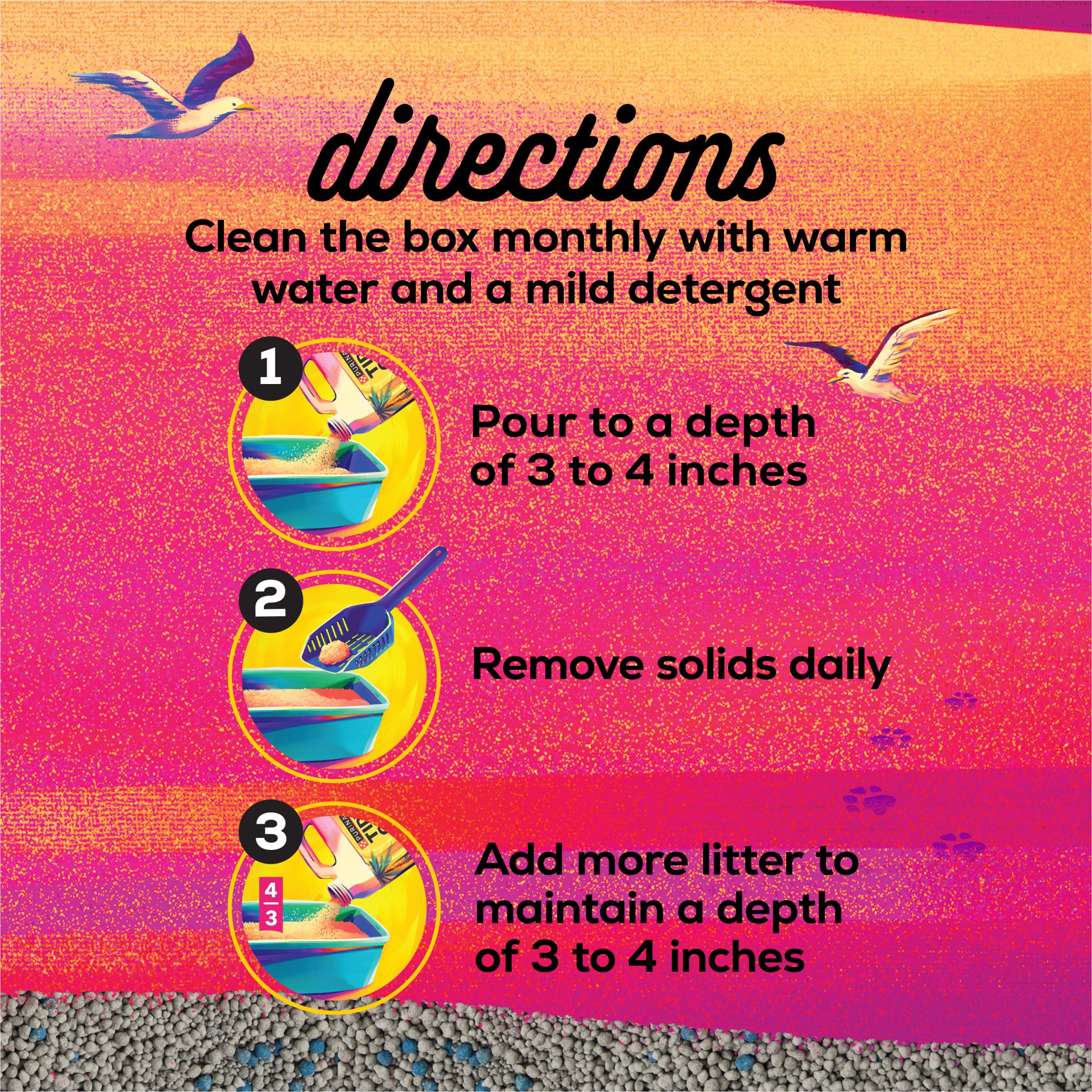 Purina Tidy Cats Bahama Sunset in litter box ready for use.