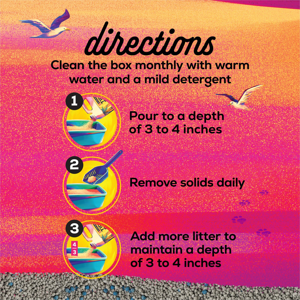 Purina Tidy Cats Bahama Sunset in litter box ready for use.