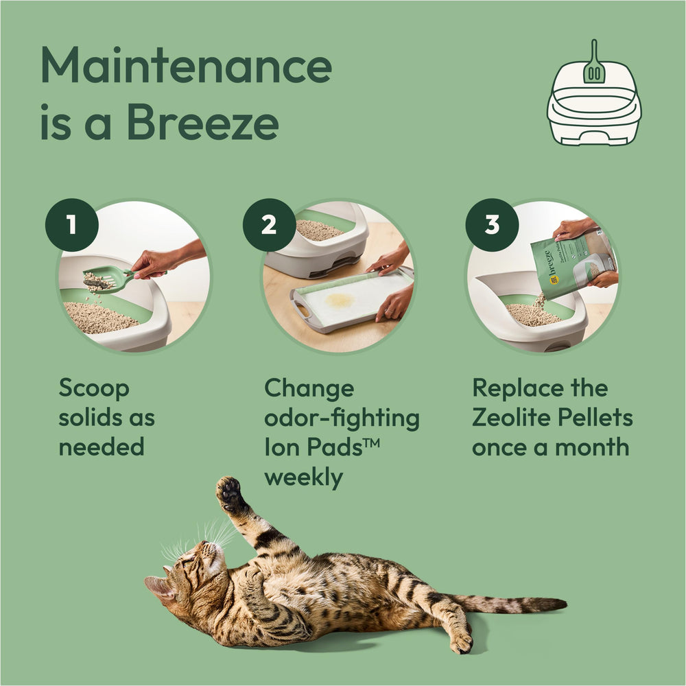 Purina Tidy Cats Breeze dust-free pellets help keep floors neat.