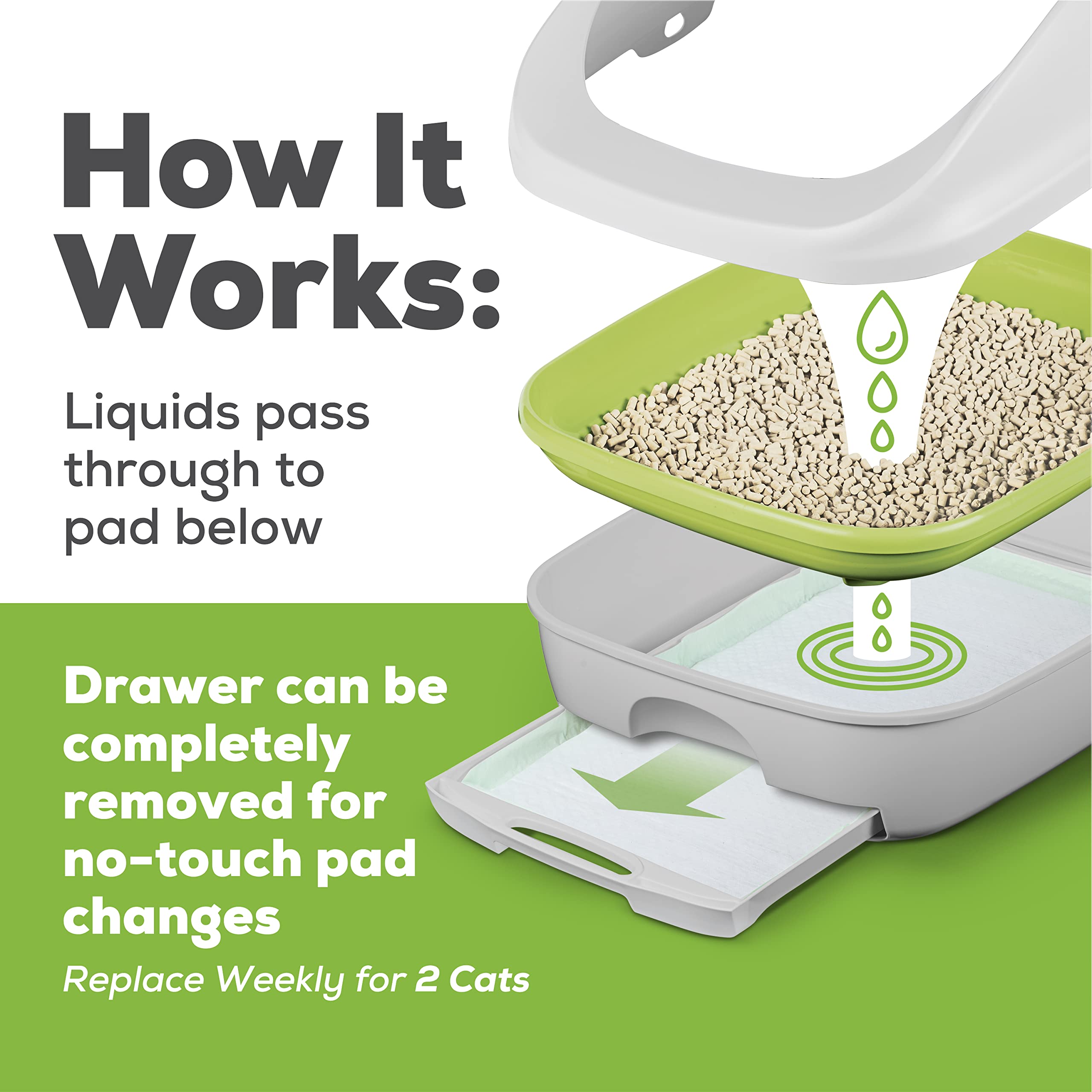 Daily replacement of pads helps keep litter area tidy.
