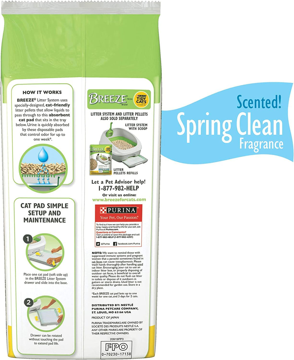 Tidy Cats Breeze Spring Clean pads absorb urine with a light fresh scent.
