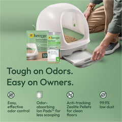 Zeolite pellets in Tidy Cats kit help limit mess.