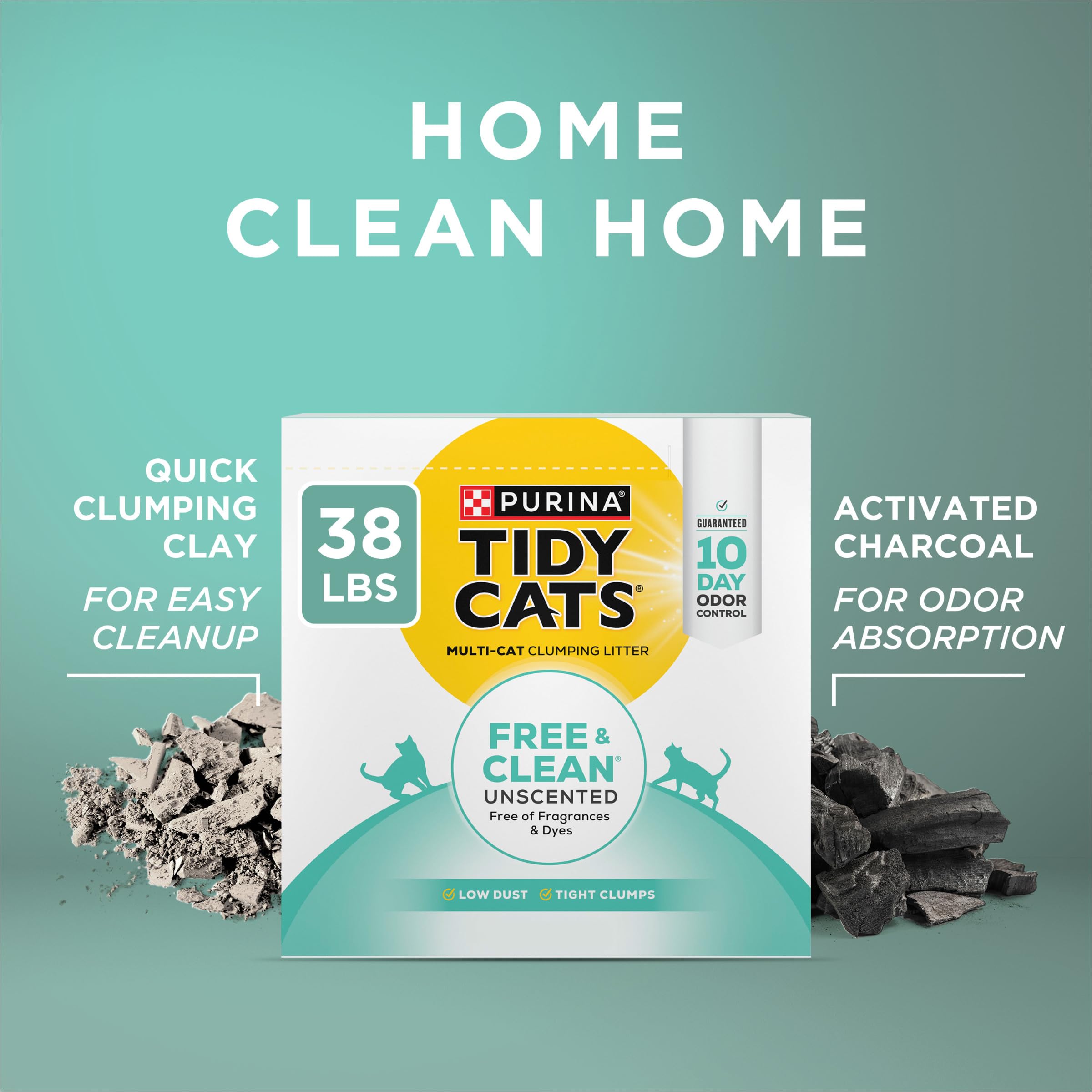 Tidy Cats Free and Clean scoop-ready litter closeup demonstrating easy pouring
