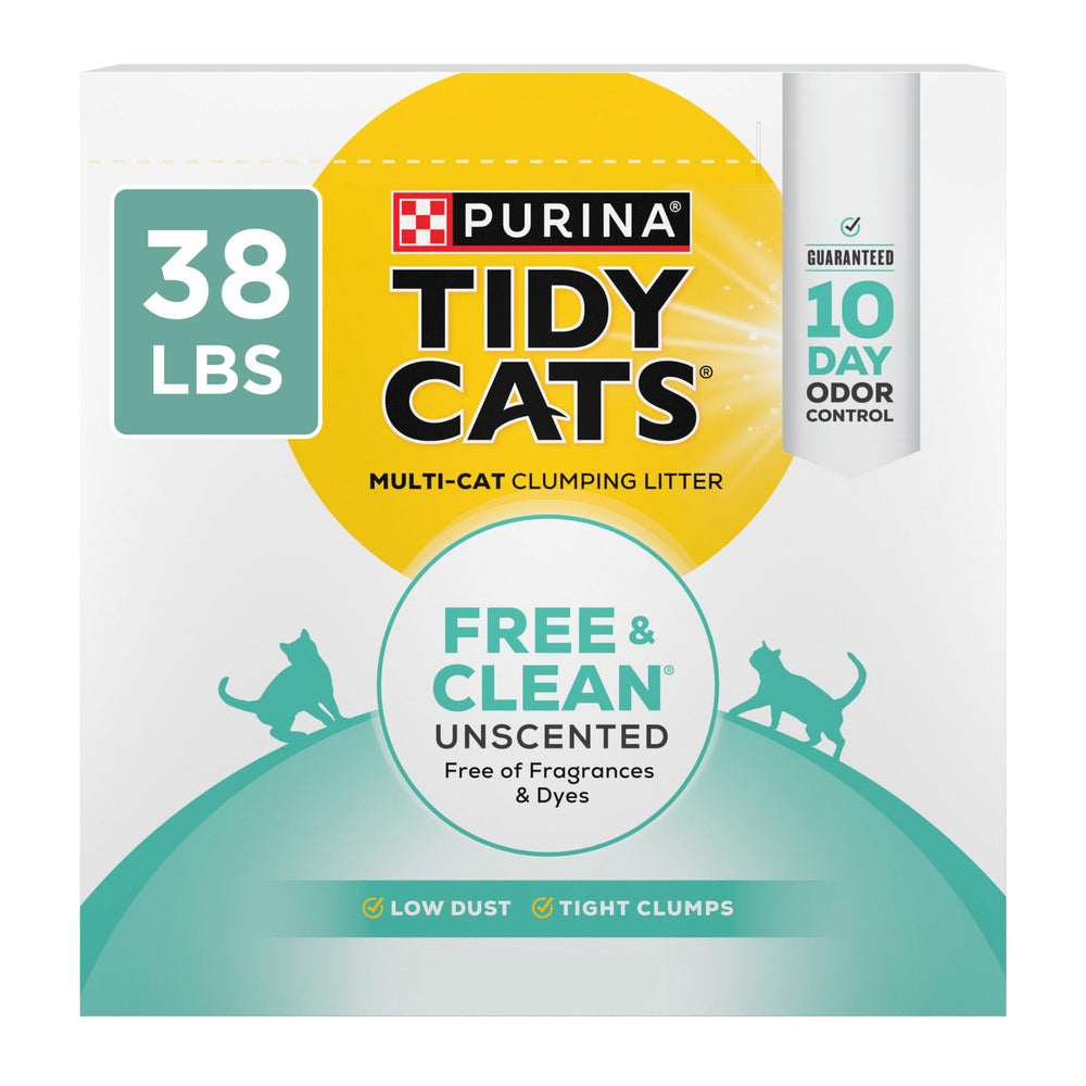 Tidy Cats Free and Clean unscented litter box closeup highlighting odor protection
