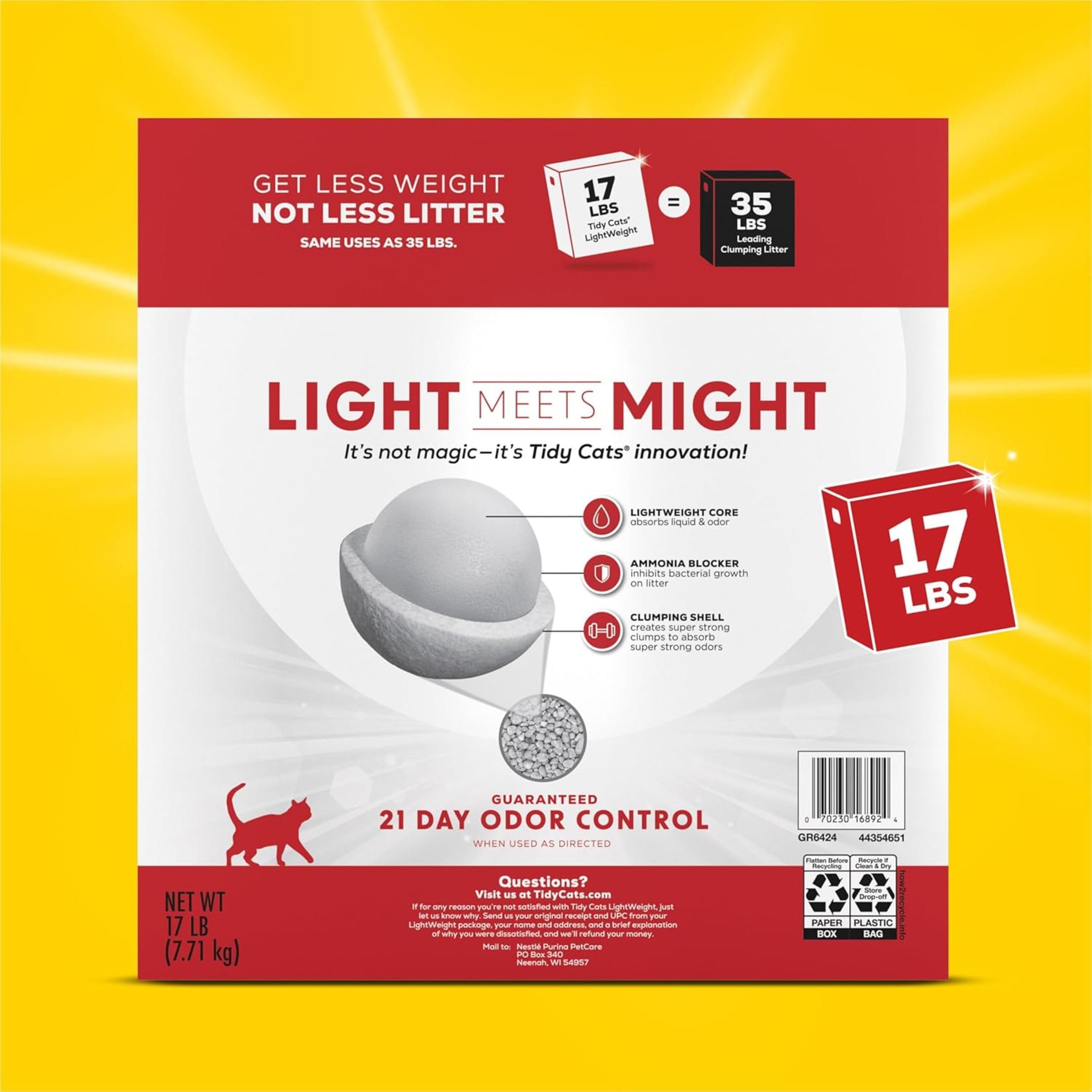 Purina Tidy Cats LightWeight easy-pour design for effortless refills