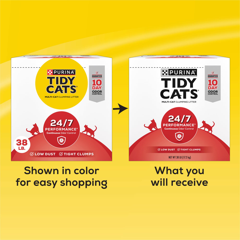 Tidy Cats multi-cat packaging simplifies storage and refilling.