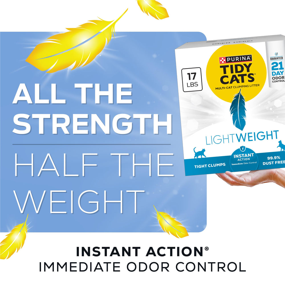 Tidy Cats LightWeight 21-day odor-control focus suggests lasting freshness.