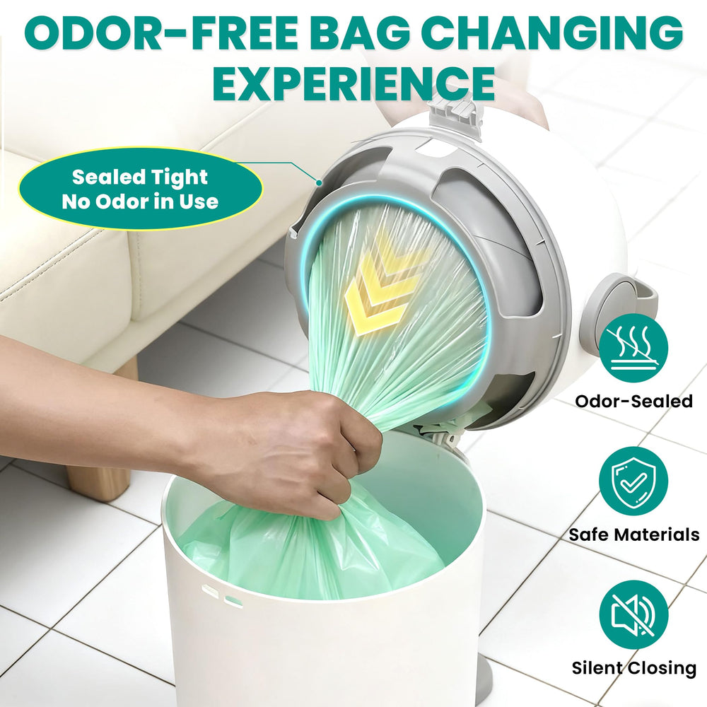 TidyFren waste station bag compatibility shows use with any trash bag.