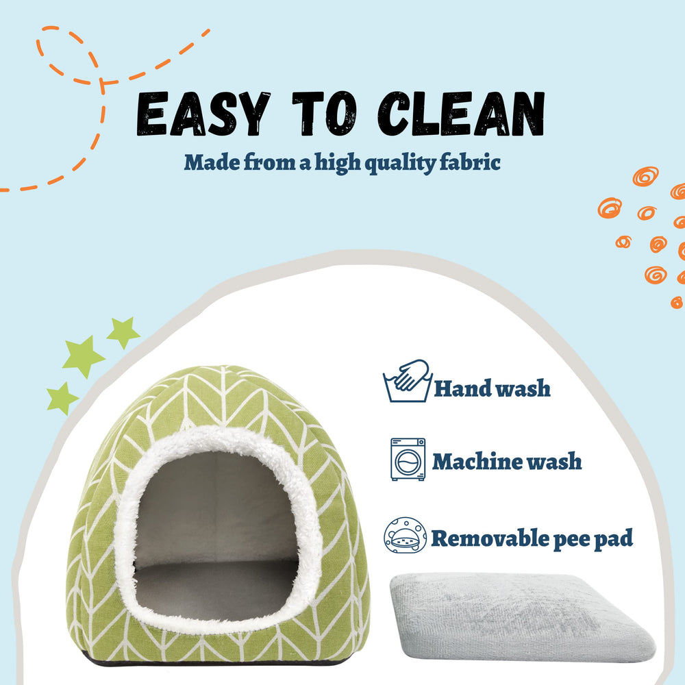 Tierecare ferret cozy hideaway bed supports naps with a non-slip bottom.