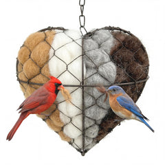Tiezzi alpaca fiber bird nest heart offers natural insulation for wild birds in outdoor spaces.