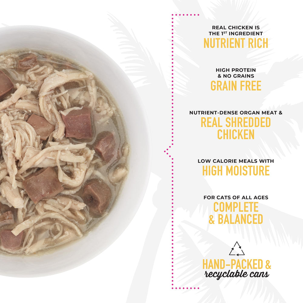 Shredded chicken and organ meat from Tiki Cat After Dark in a close-up view.