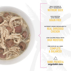 Shredded chicken and organ meat from Tiki Cat After Dark in a close-up view.