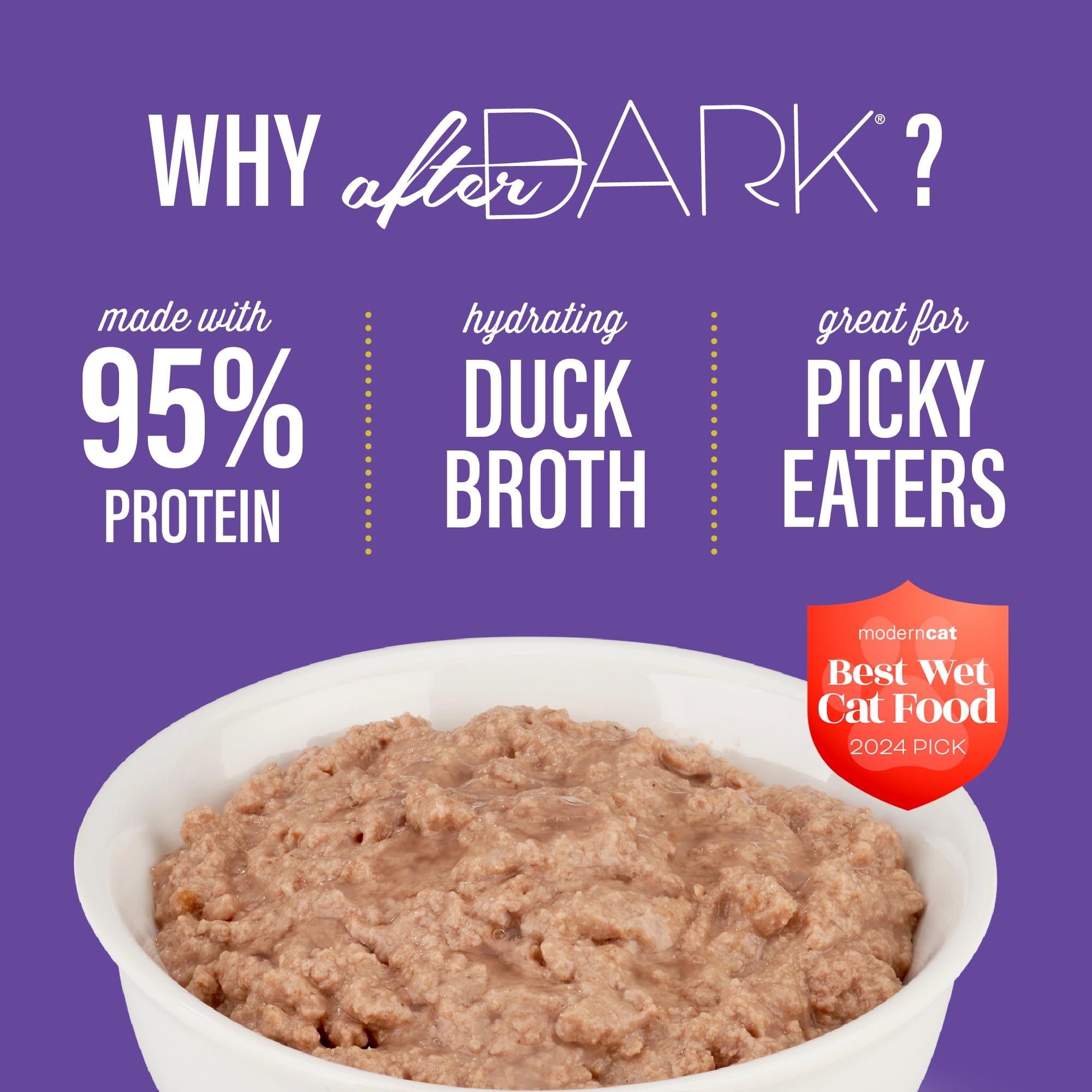 Grain-free formula image emphasizing no grains or artificial additives in Tiki Cat After Dark.