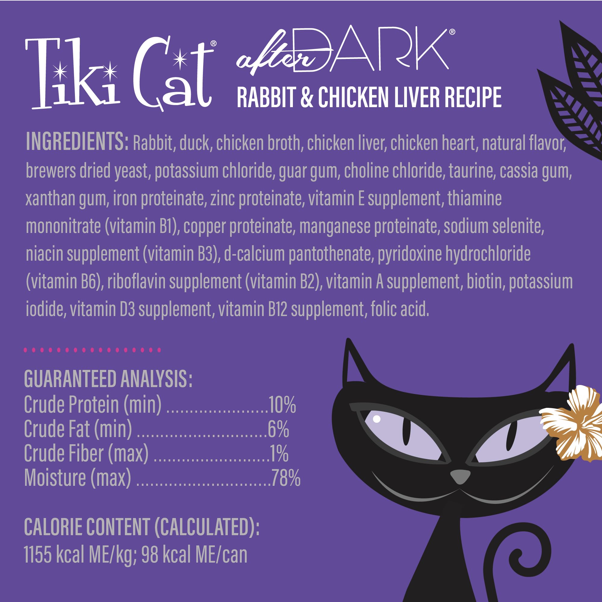 Tiki Cat After Dark pate grain-free formula showcases without grain for digestion-friendly meals.