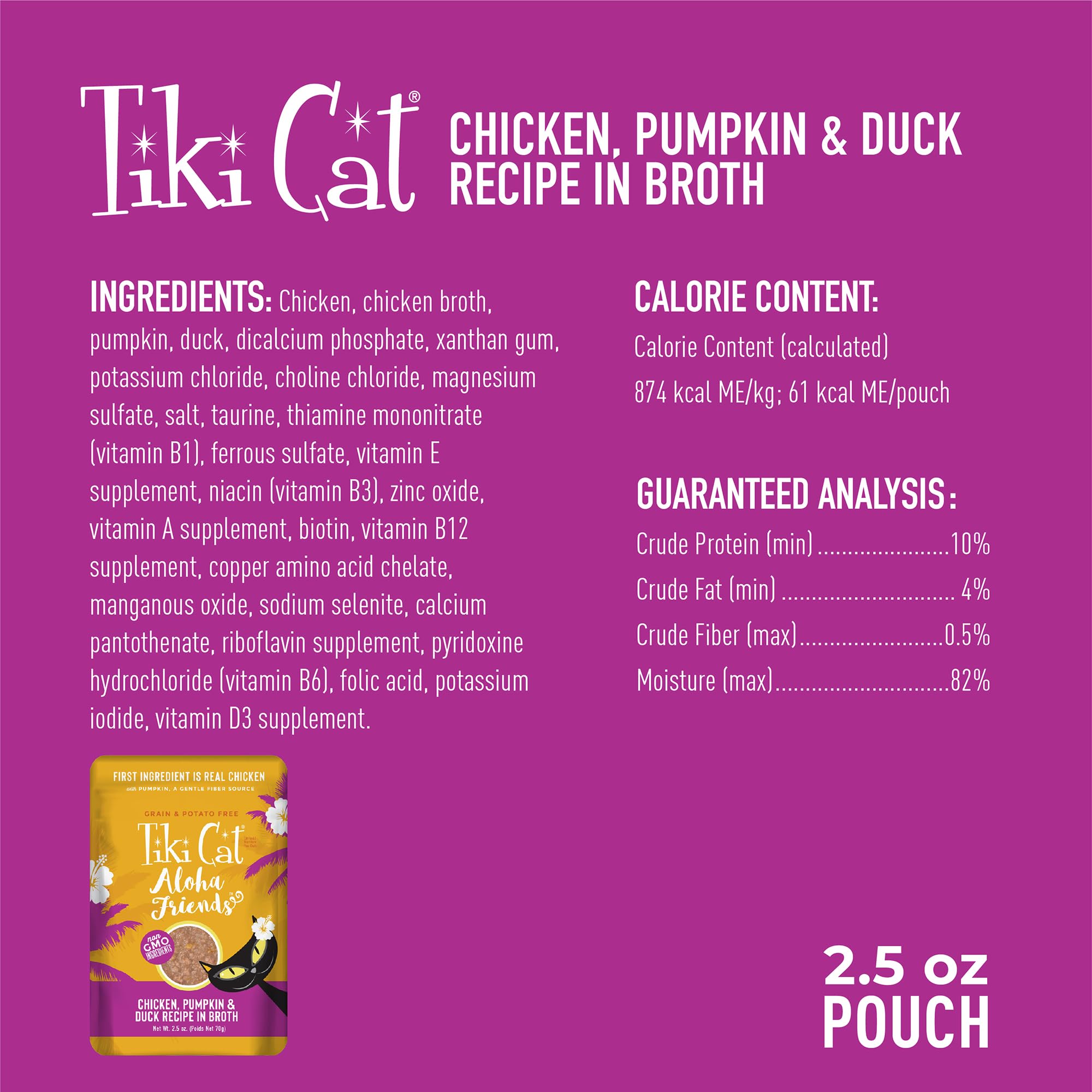 Opened Tiki Cat Aloha Friends pouch pouring into bowl for easy serving