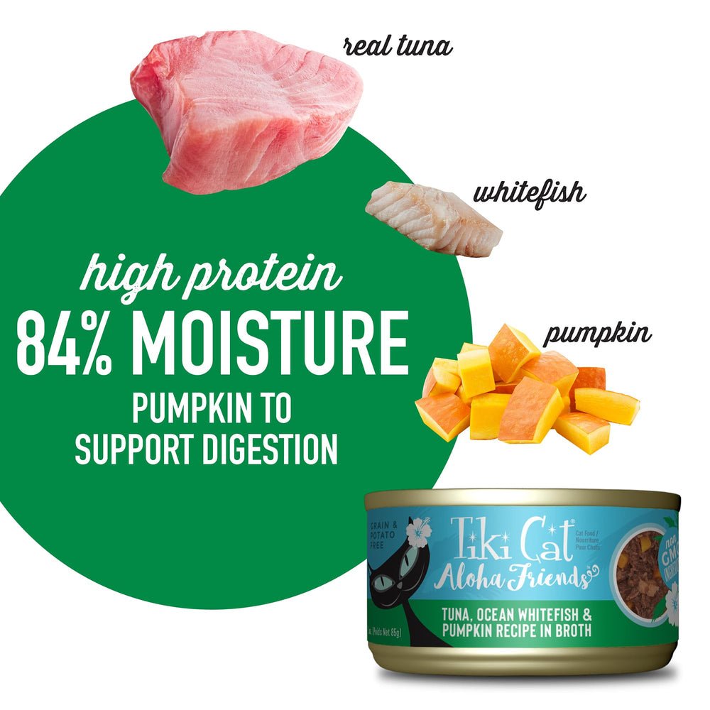 Pumpkin fiber in Aloha Friends provides gentle digestive support for felines.