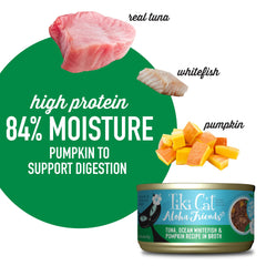 Pumpkin fiber in Aloha Friends provides gentle digestive support for felines.