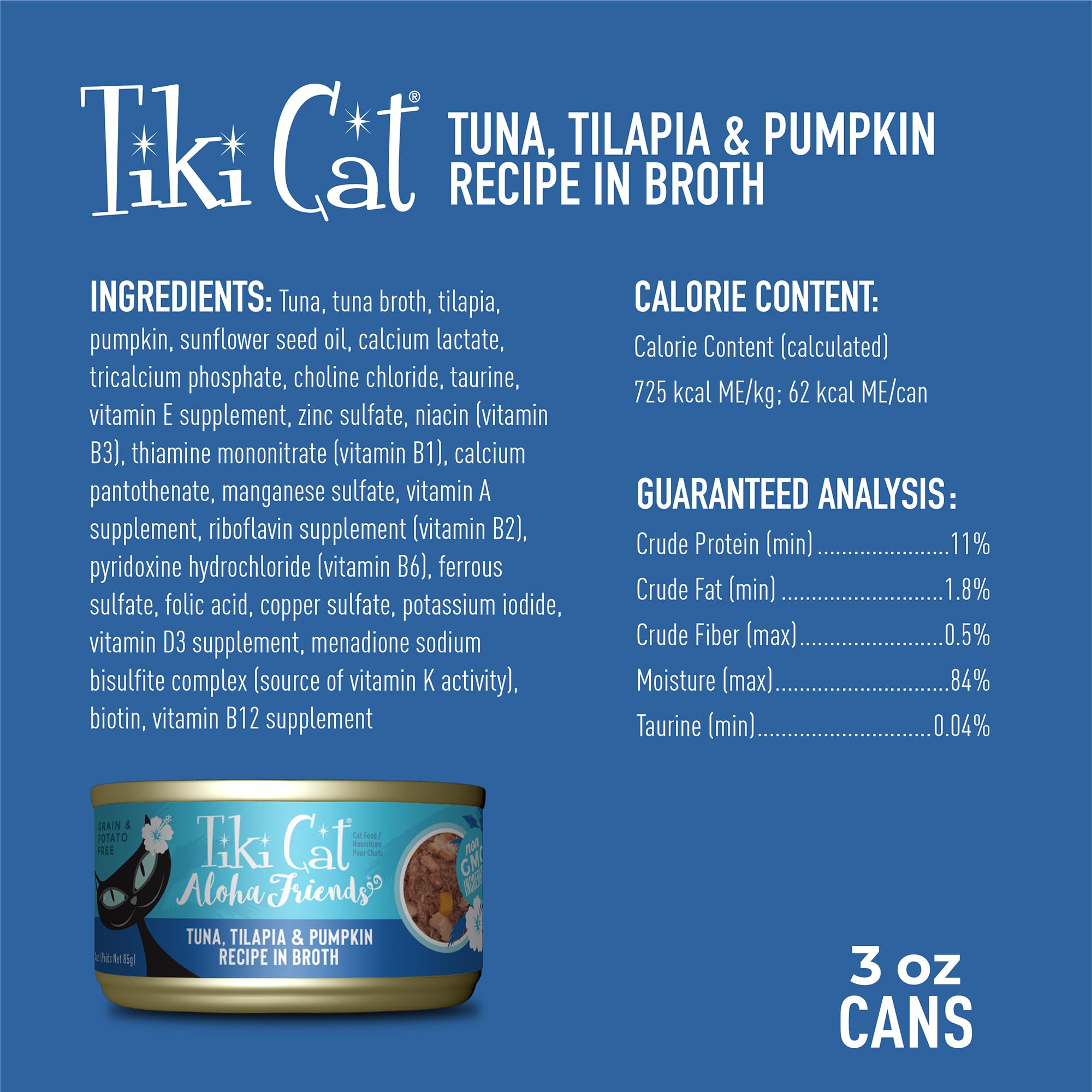 Close-up of real tuna first ingredient in Aloha Friends can