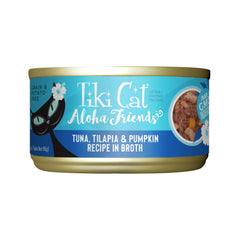 Tiki Cat Aloha Friends tuna-tilapia-pumpkin can showing real ingredients for cats