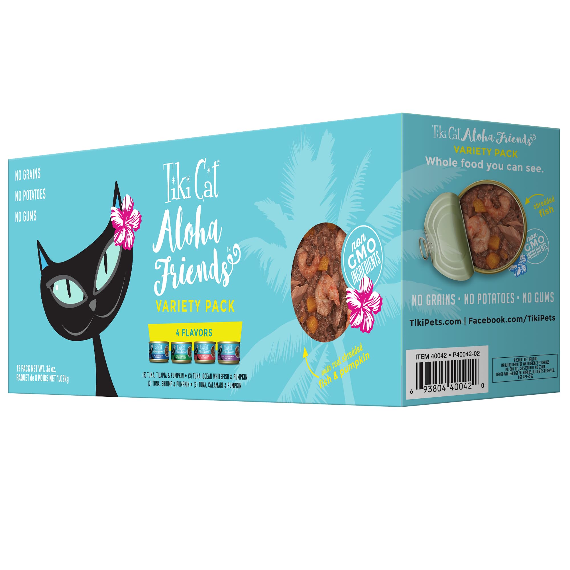 Tiki Cat Aloha Friends variety pack with tuna and pumpkin for hydrated meals