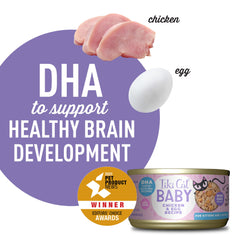 Tiki Cat Baby egg inclusion with DHA for kitten brain development support.