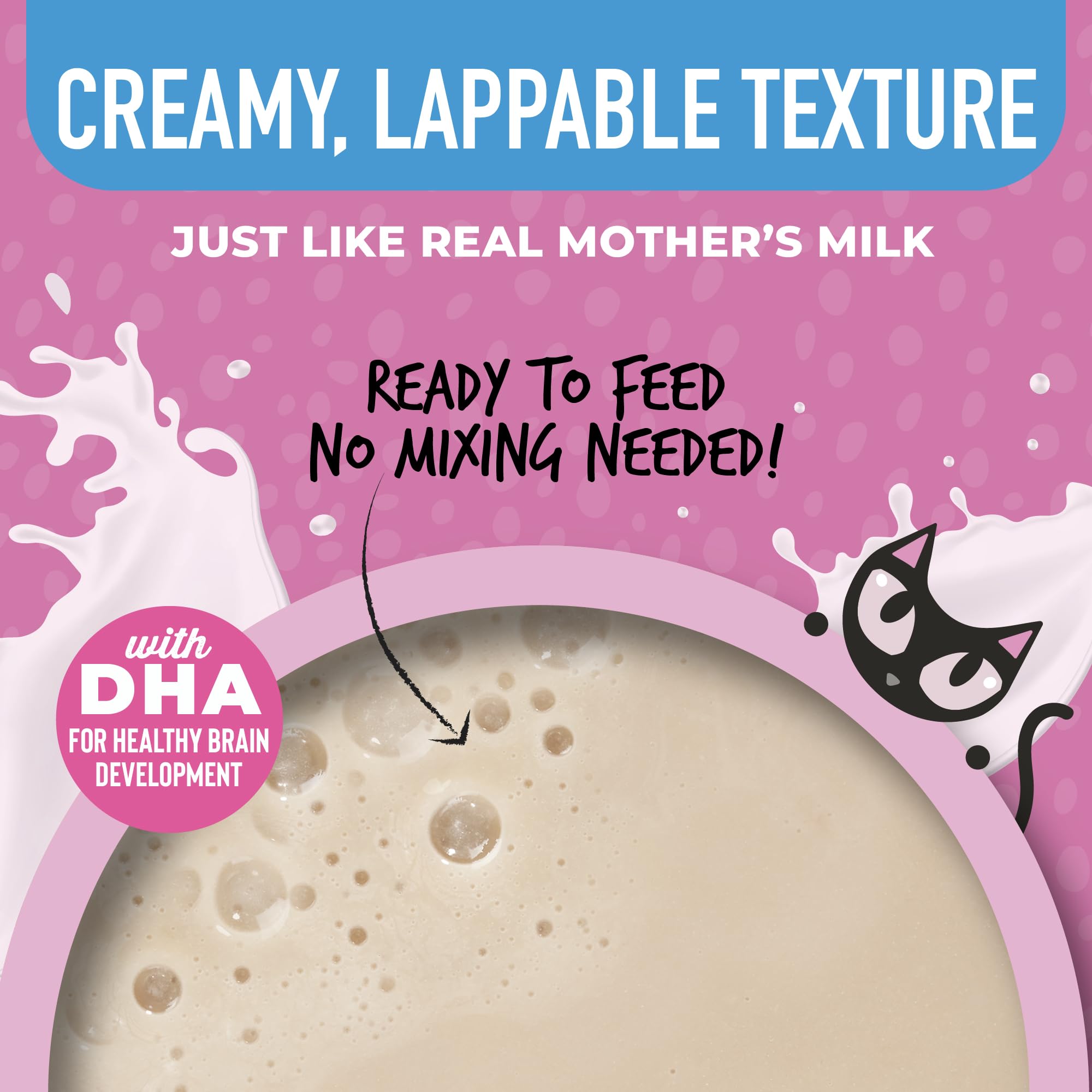 Tiki Cat Baby Milk Replacer nutrition label shows calcium and phosphorus balance.