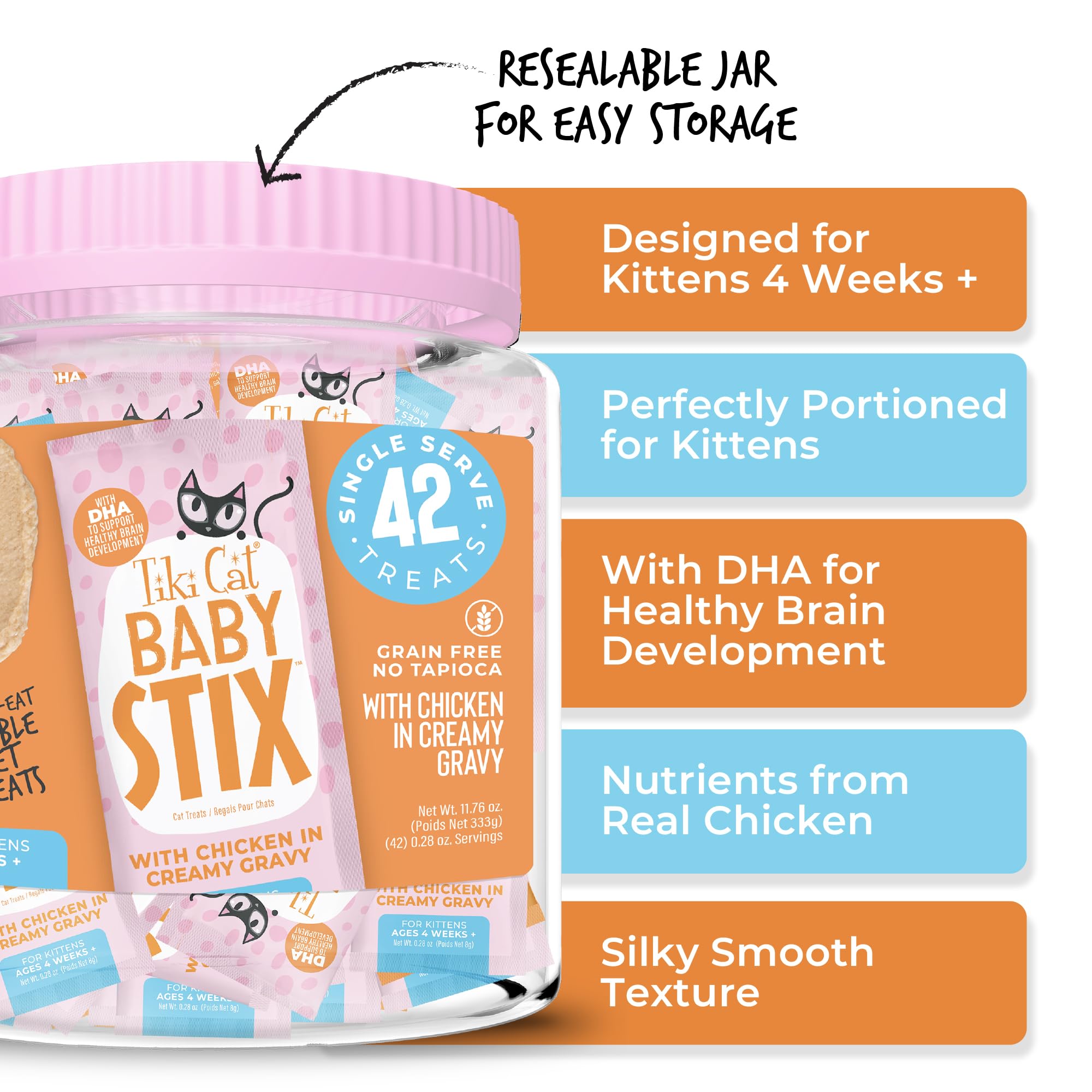 Tiki Cat Baby Stix used as a topper for kibble to boost moisture.