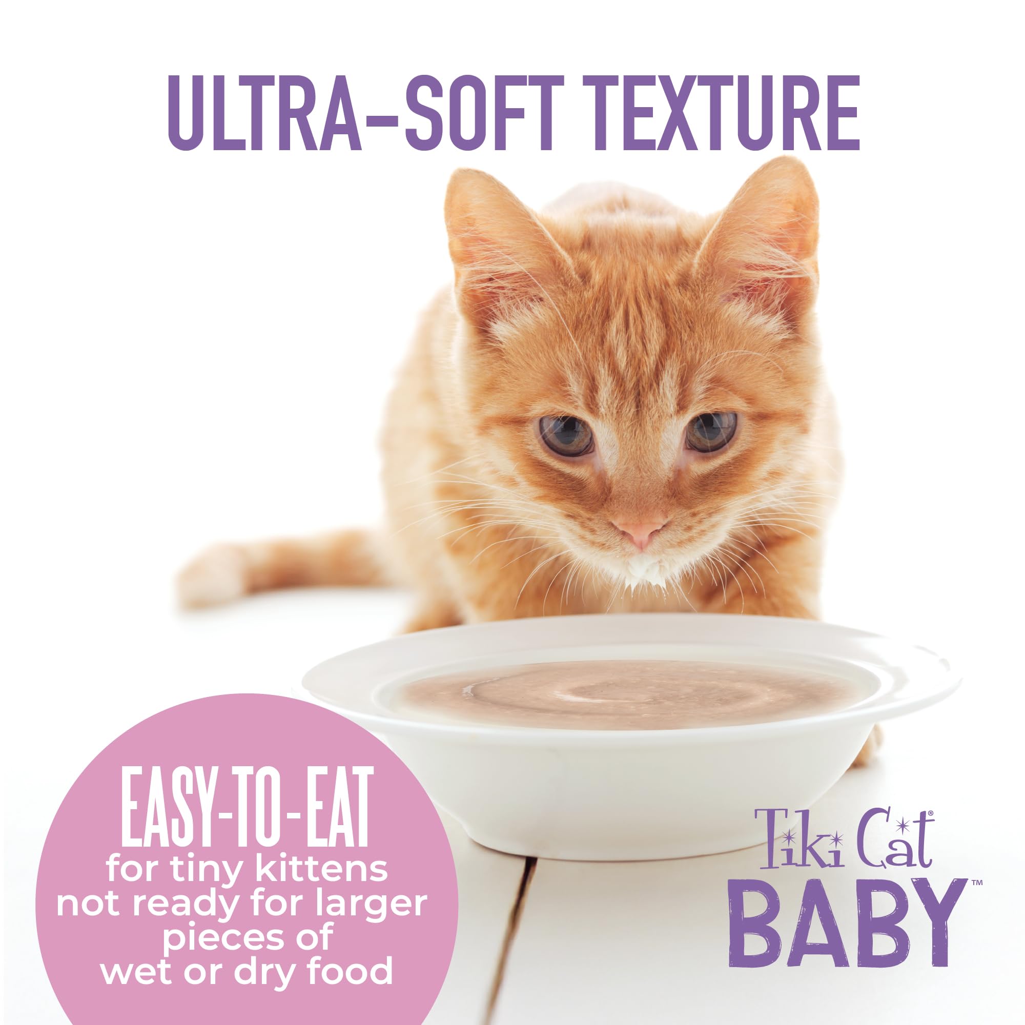 Tiki Cat Baby Weaning Puree pouch featuring nutrient-dense liver and egg.