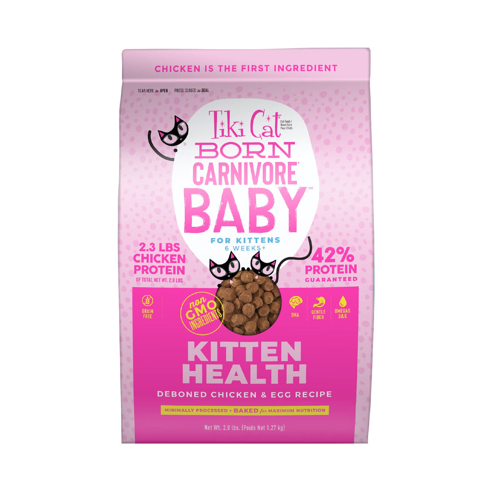 Tiki Cat Born Carnivore Baby bag packaging for kittens, easy to store.