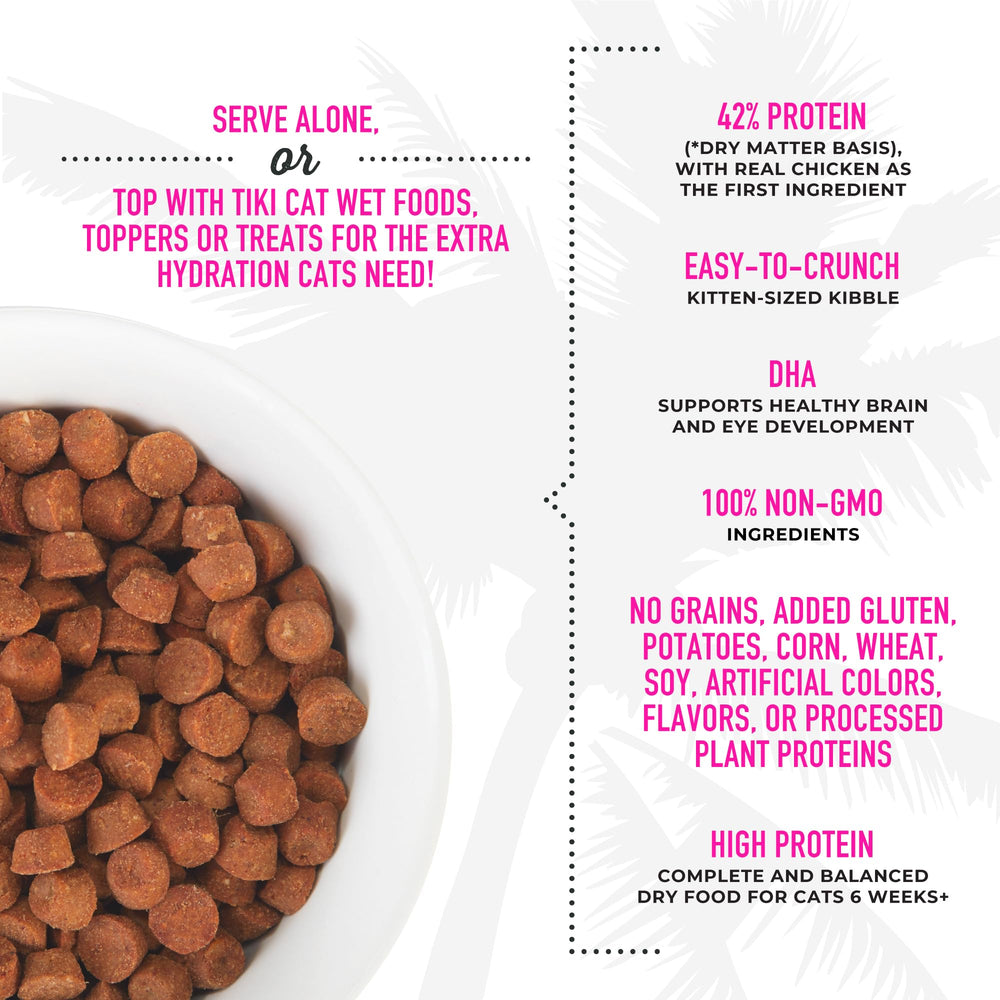 Tiki Cat Born Carnivore Baby ingredient list highlighting chicken and eggs