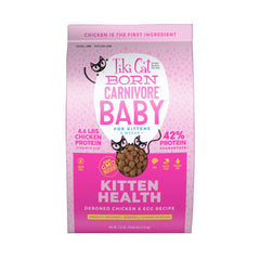 Tiki Cat Born Carnivore Baby kibble close-up showing high-protein nutrition for kittens