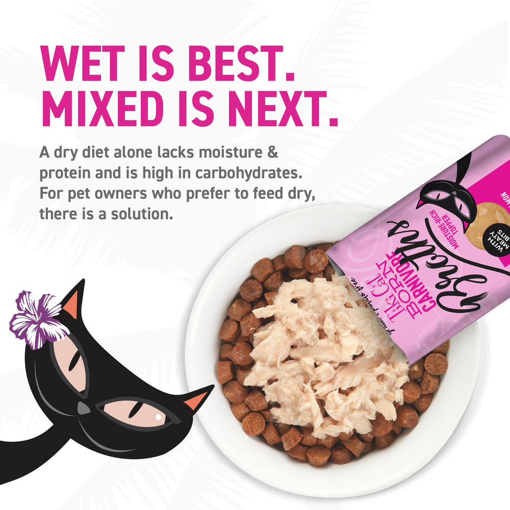 Single-serve pouch adds moisture and flavor to dry food.