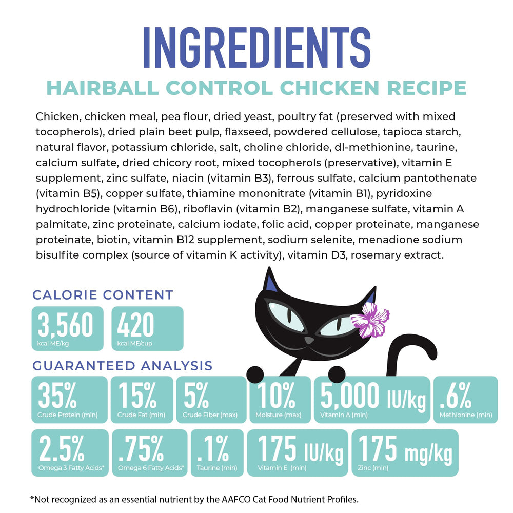 Bowl with Tiki Cat Born Carnivore kibble highlighting chicken as first ingredient
