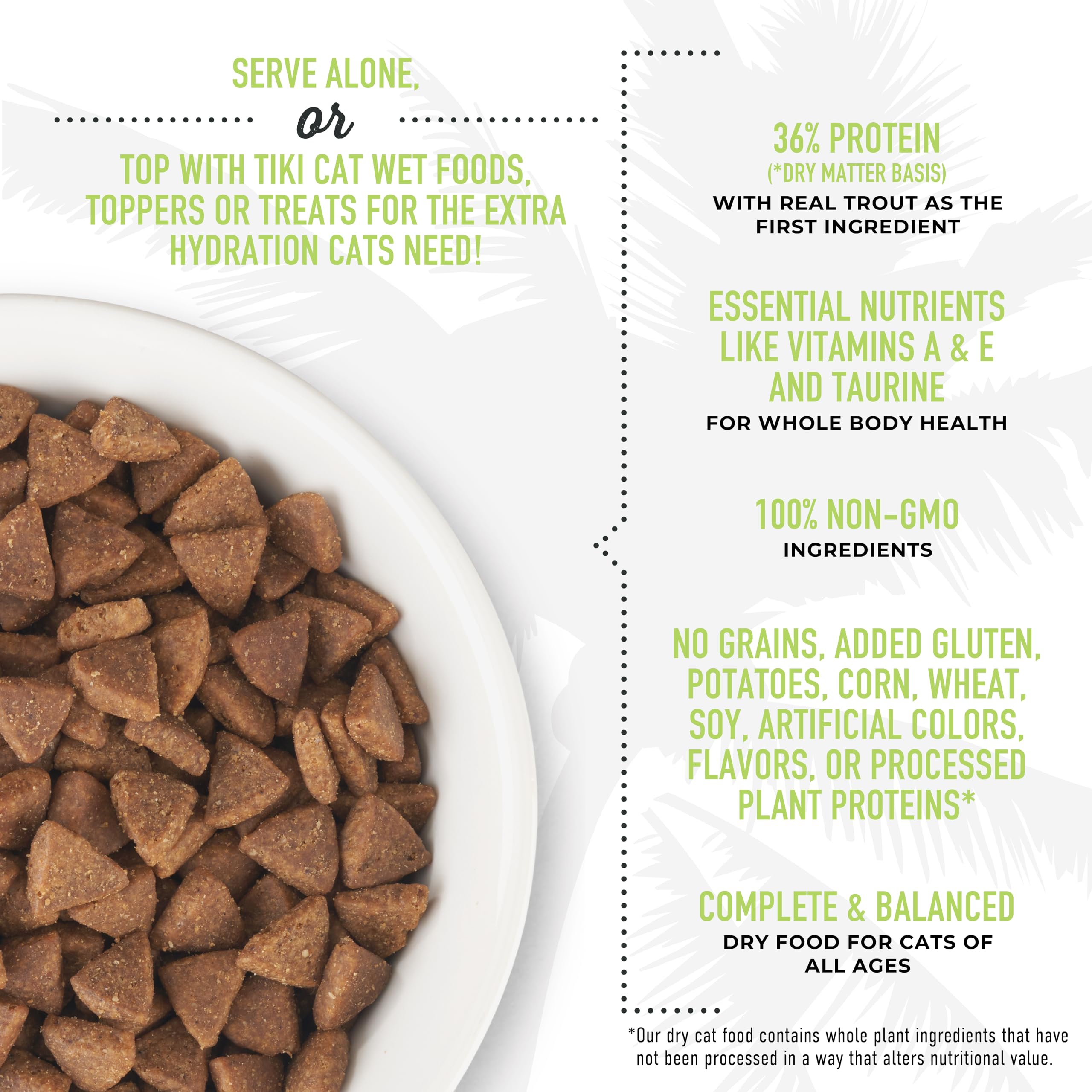 Tiki Cat Born Carnivore Indoor Health pumpkin fiber source in kibble.