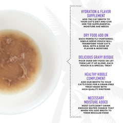 TIKI CAT broth gravy bisque serves as a tasty meal topper.