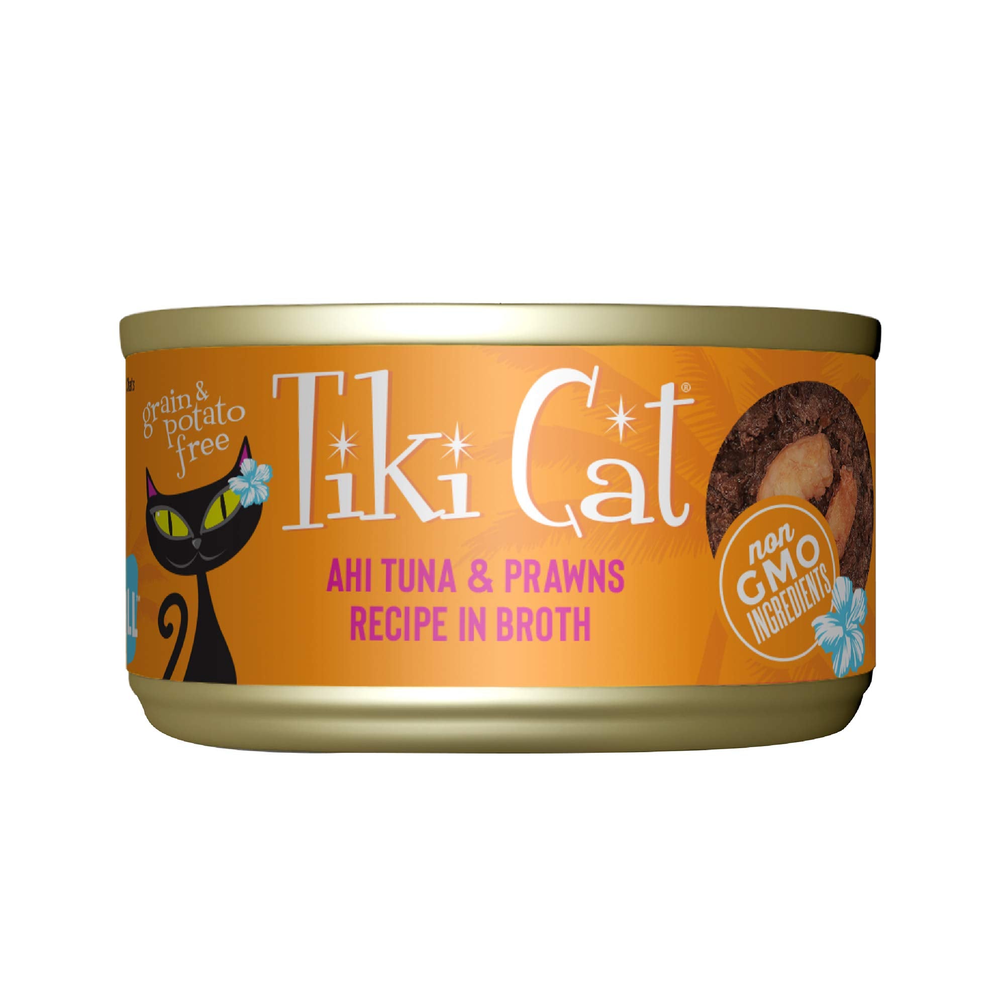 Tiki Cat Grill can closeup with ahi tuna and prawns for high-protein flavor