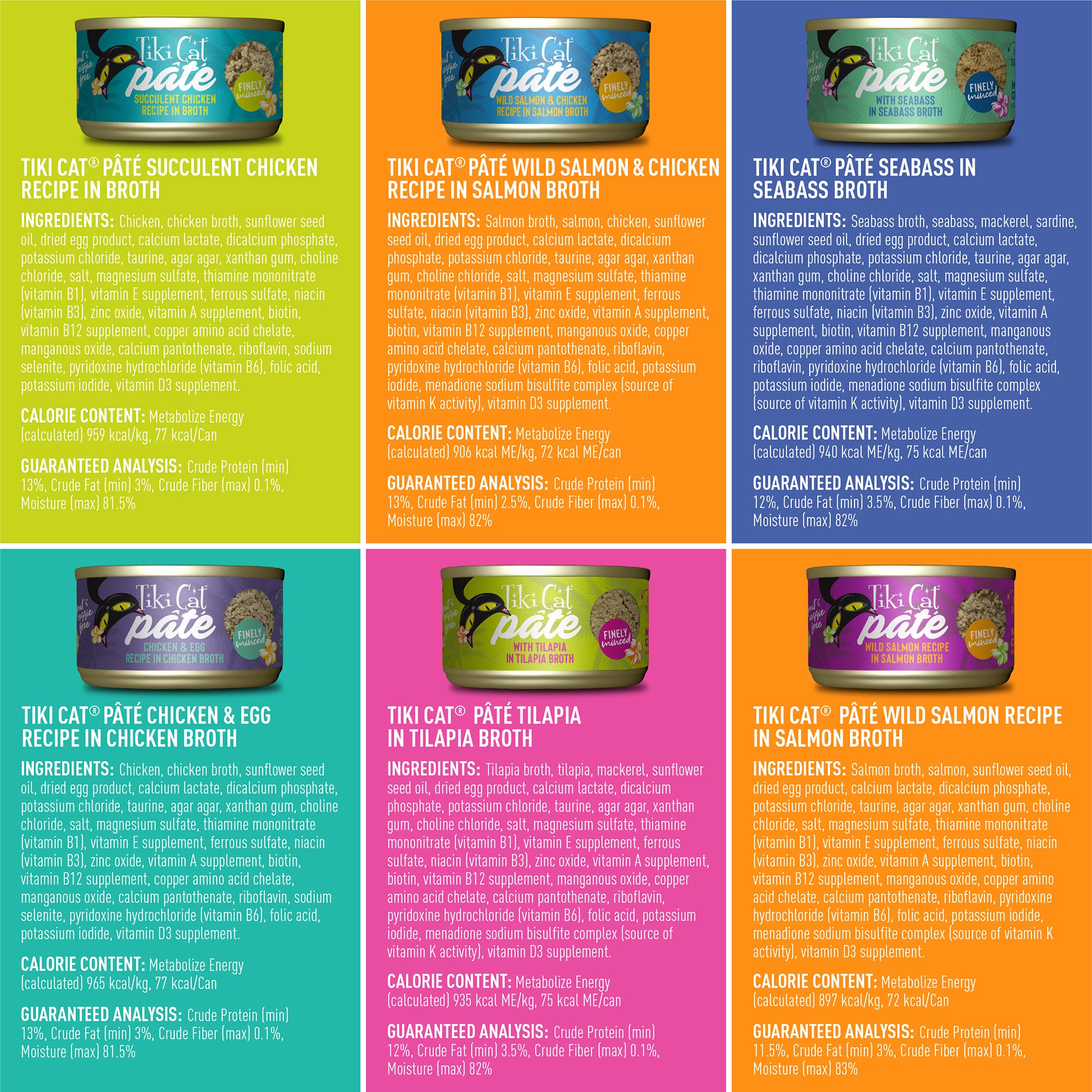 Tiki Cat Luau pâté seabass can, smooth texture for easy feeding.
