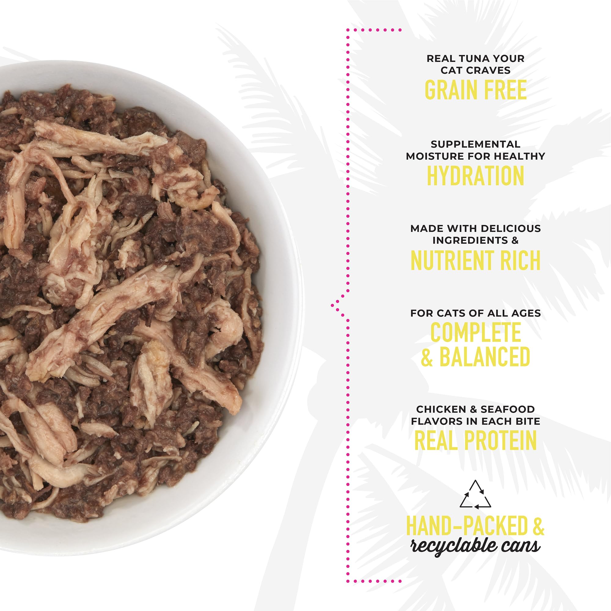 Tiki Cat Luau real ingredients bowl emphasizing grain-free nutrition