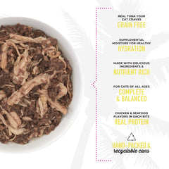Tiki Cat Luau real ingredients bowl emphasizing grain-free nutrition