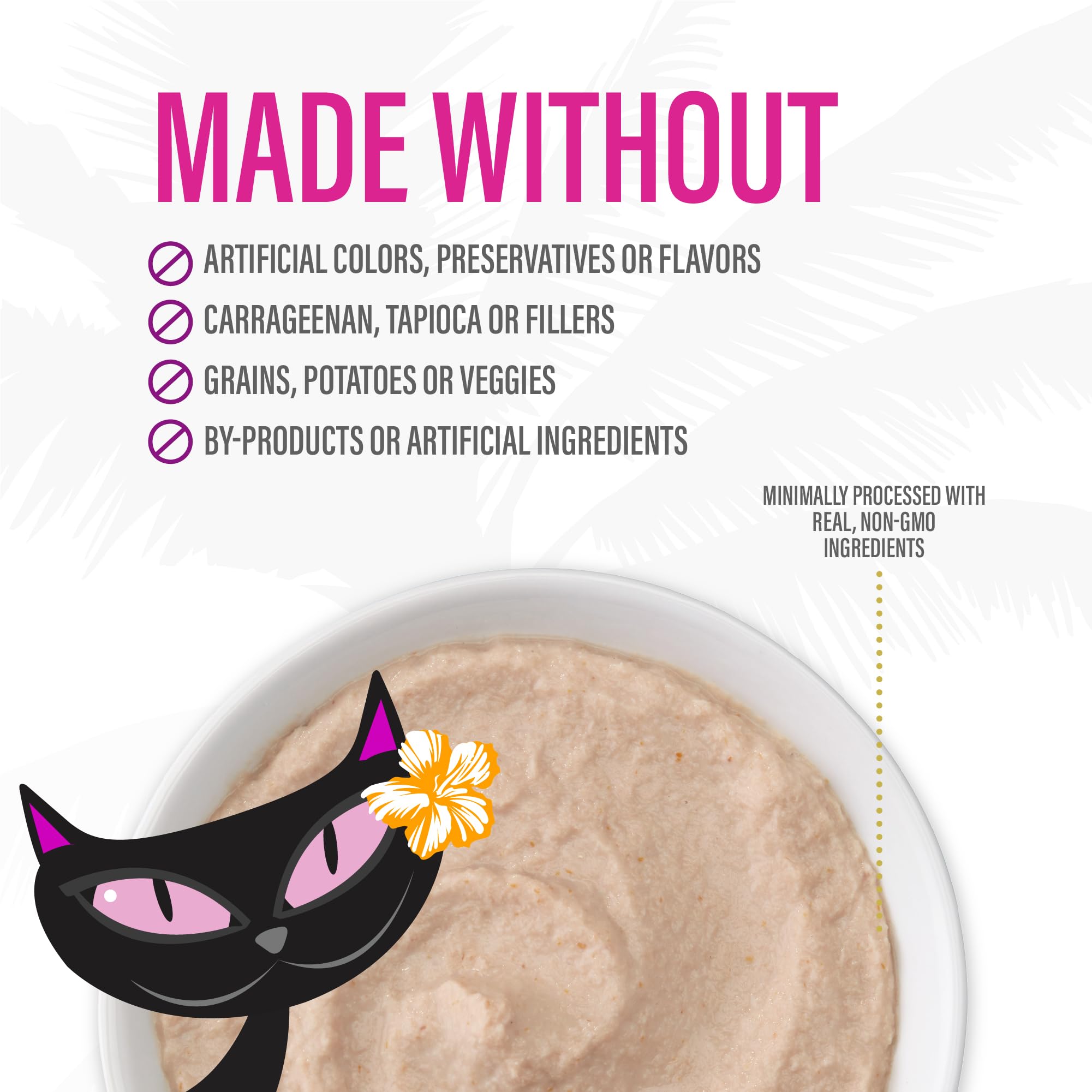 Tiki Cat Luau Velvet Mousse cat enjoying meal illustrates palatability
