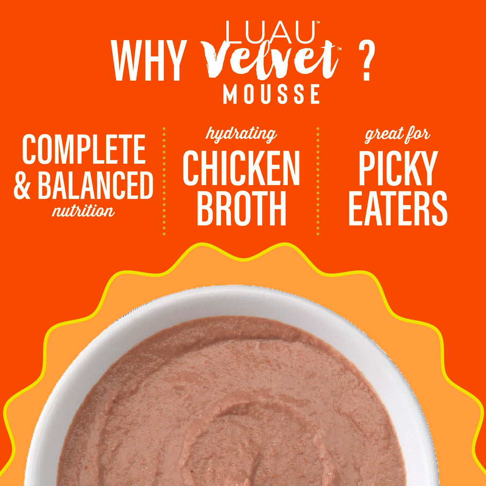 Tiki Cat Luau Velvet Mousse ingredients featuring real chicken pieces