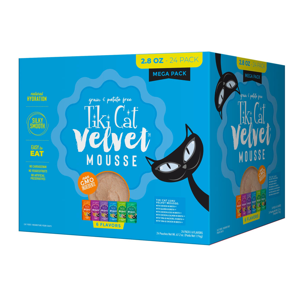 Tiki Cat Luau Velvet mousse pouch with silky texture for picky cats