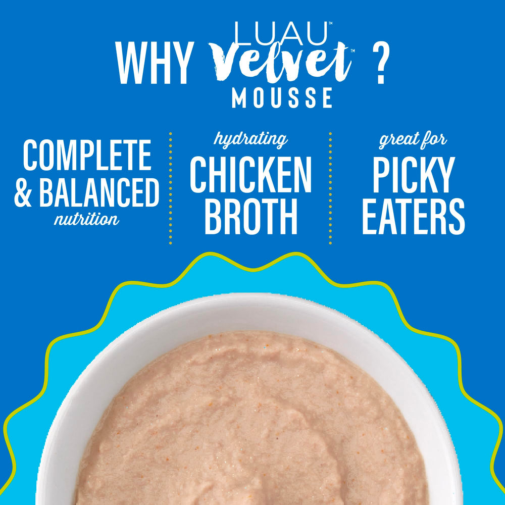Real meat first ingredient in Tiki Cat Luau Velvet Mousse for protein-forward nutrition