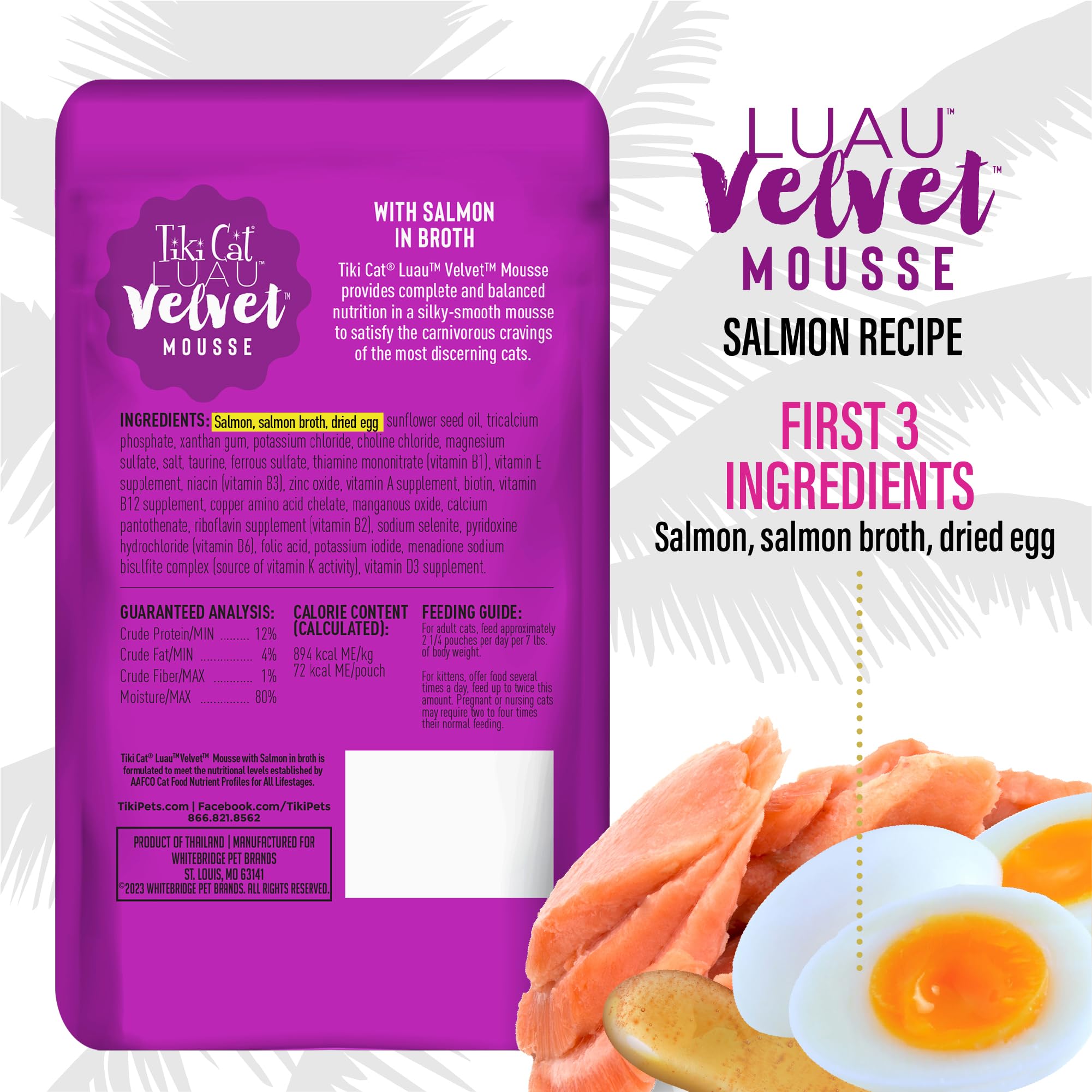 Tiki Cat Luau Velvet Mousse salmon close-up shows real fish as first ingredient