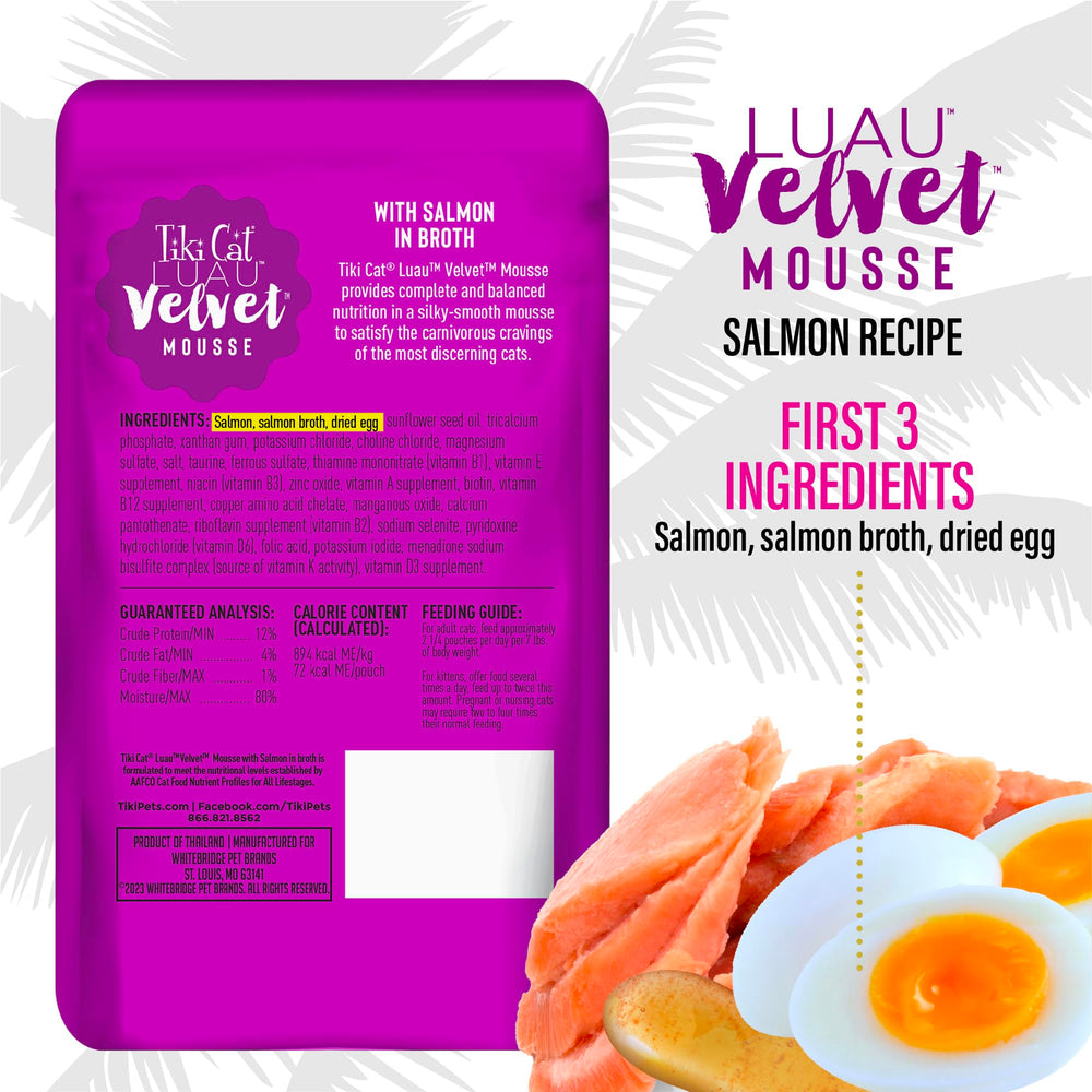 Tiki Cat Luau Velvet Mousse salmon close-up shows real fish as first ingredient