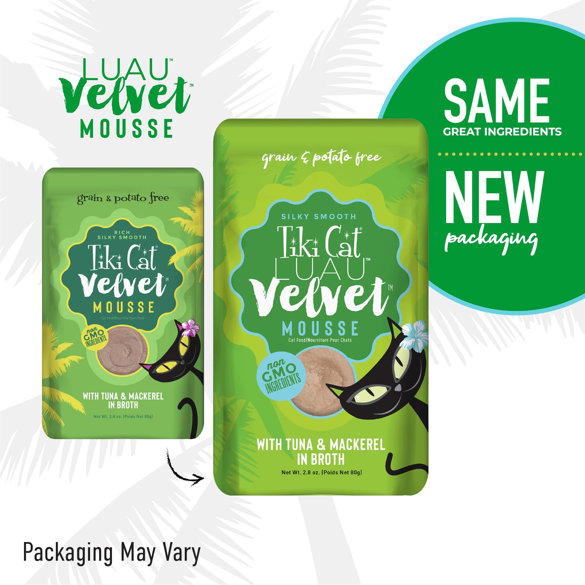 Tiki Cat Luau Velvet Mousse texture close-up highlights silky, palatable experience.