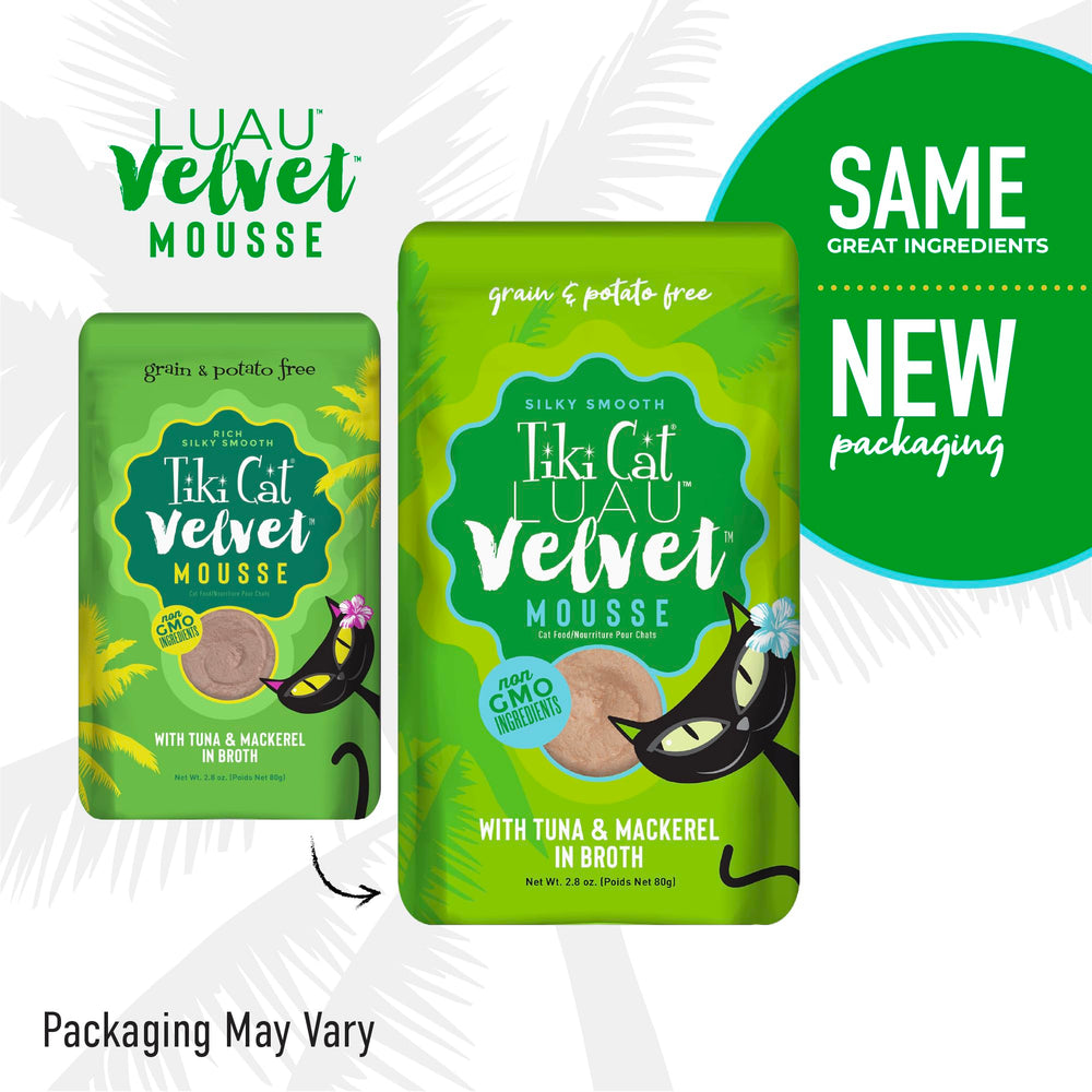 Tiki Cat Luau Velvet Mousse texture close-up highlights silky, palatable experience.